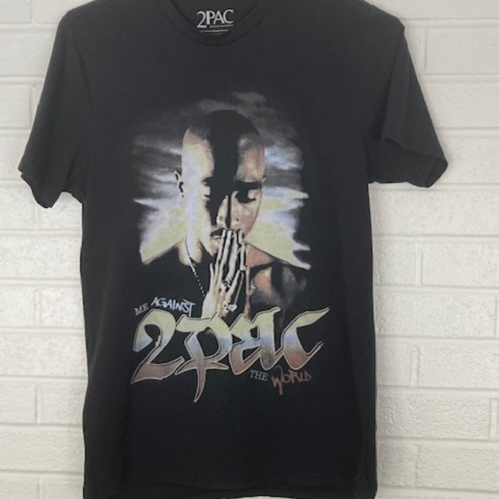 2Pac Men's T-Shirt Black- Size Small